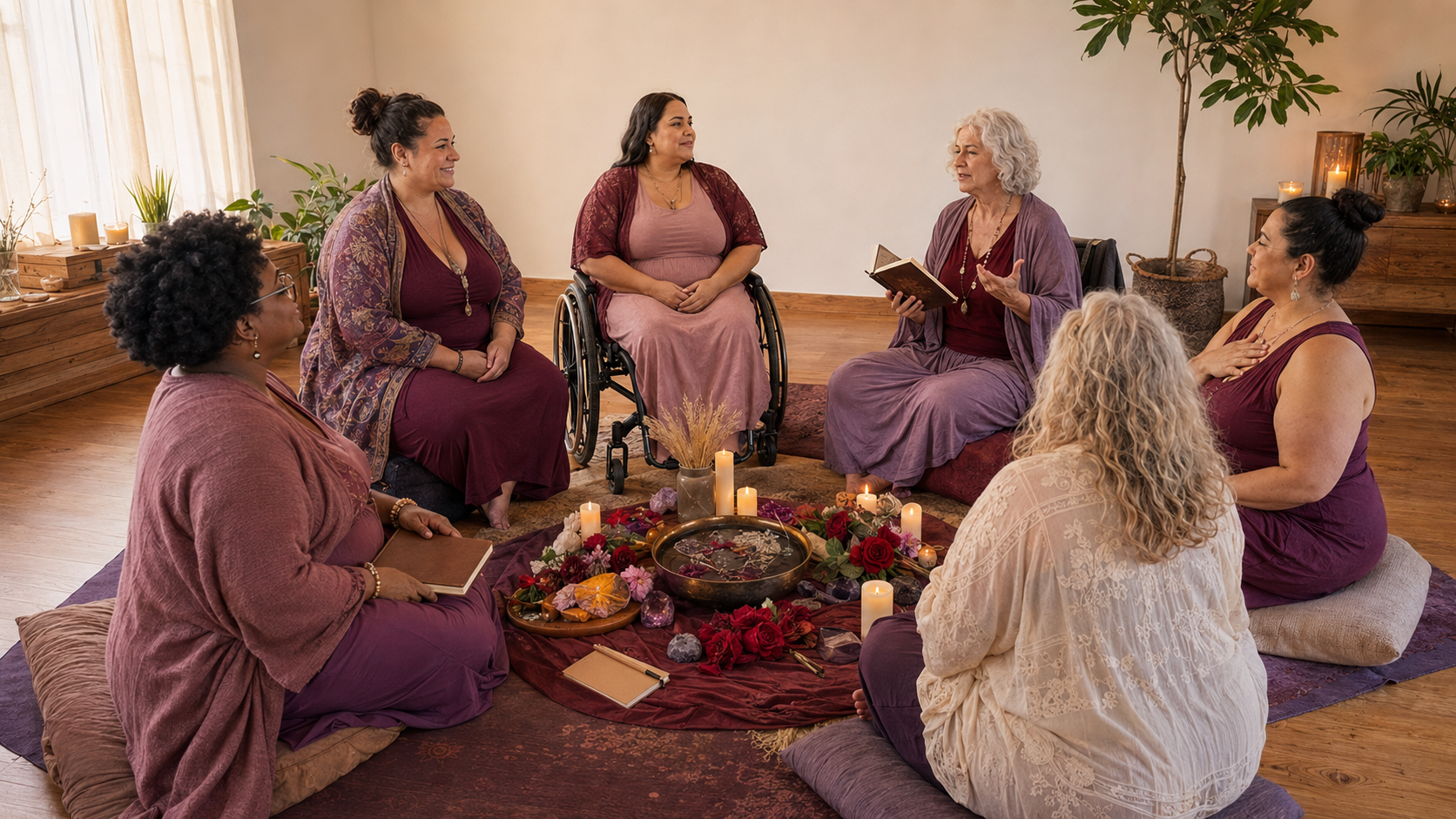Women gathered in a sacred learning circle